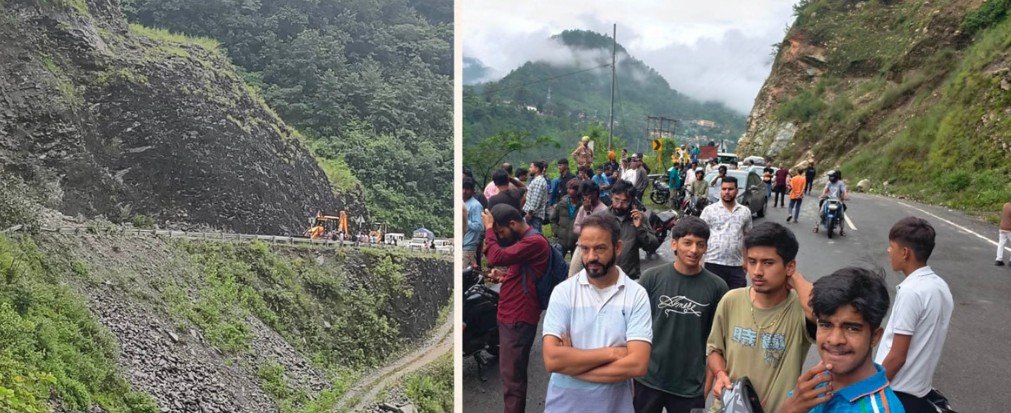 चमोली के बाजपुर में भूस्खलन से बदरीनाथ हाईवे बंद, पहाड़ी दरकने से सैकड़ों यात्री फंसे