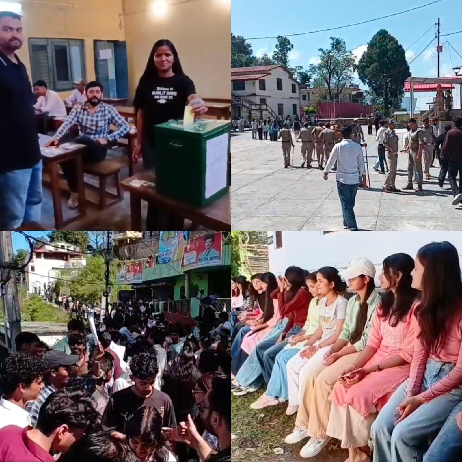 अल्मोड़ा छात्रसंघ चुनाव में एनएसयूआई और एबीवीपी में सीधी टक्कर सुबह से ही छात्र-छात्राएं मतदान केंद्रों पहुंच रहे है, भारी पुलिस बल तैनात